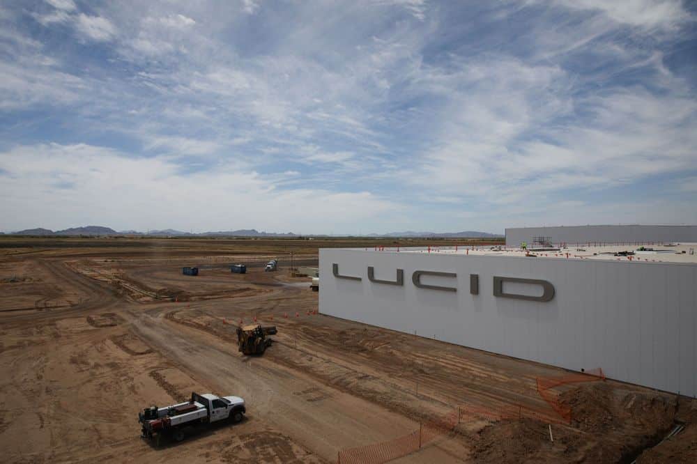 Image of commercial chain link fencing and gates at Lucid Motors