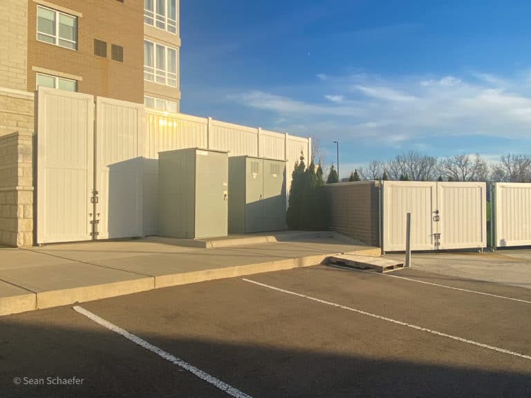 Image of PVC / vinyl privacy fencing / dumpster and HVAC enclosures / gates at Residence Inn / Holiday Inn & Suites