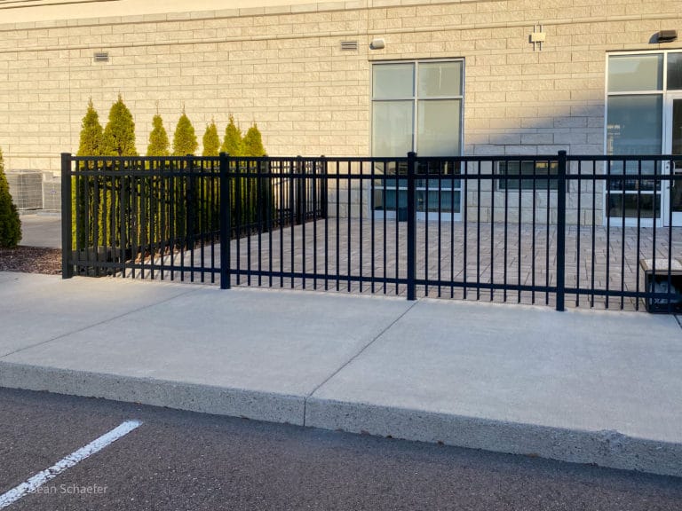 Image of ornamental aluminum picket fencing and swing gates in Metro Detroit, Michigan