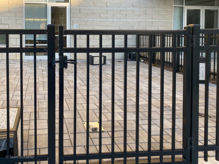 Image of ornamental aluminum picket fencing and swing gates in Metro Detroit, Michigan