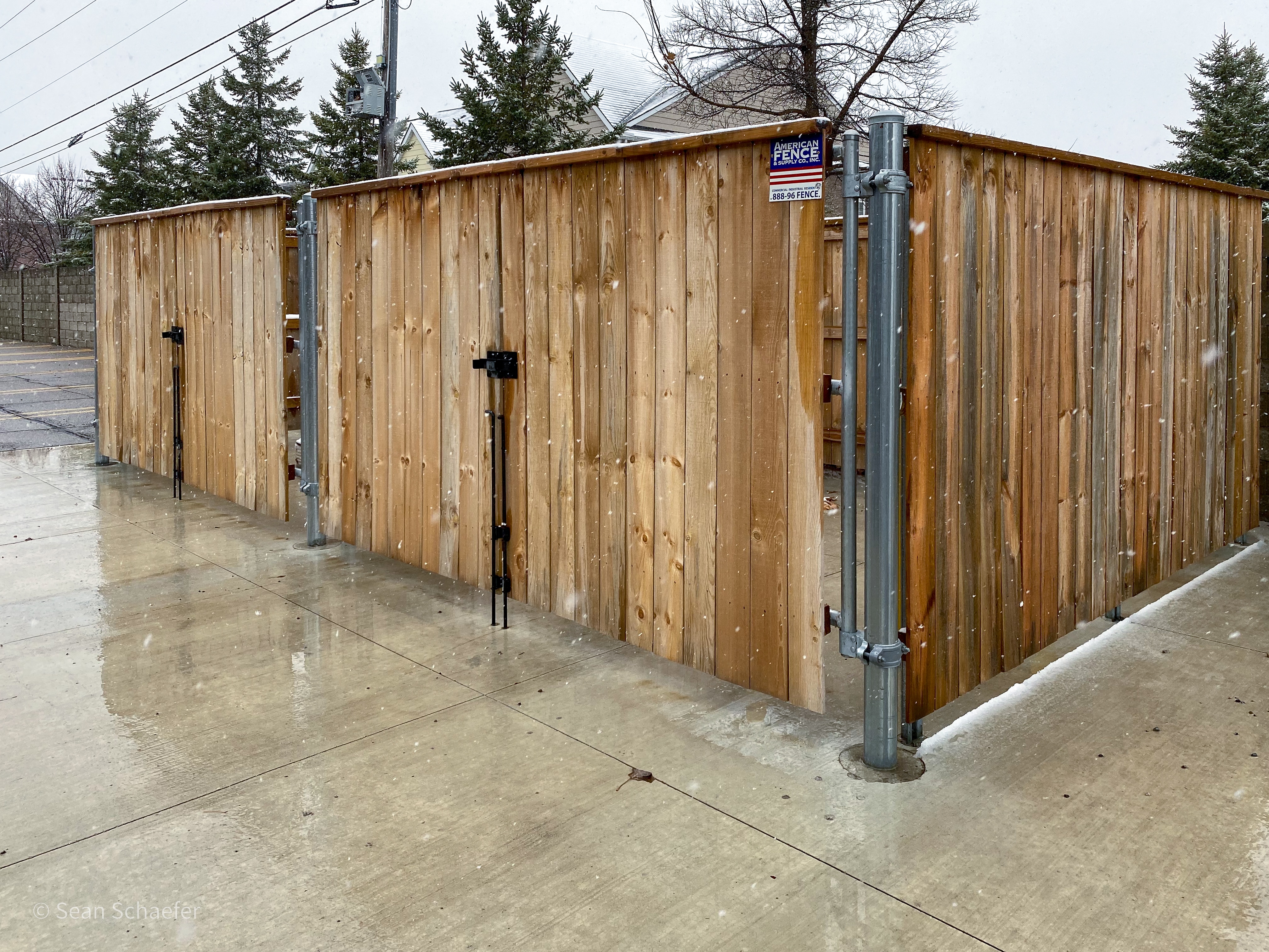 Commercial wood dumpster enclosure and gates in Metro Detroit, Michigan